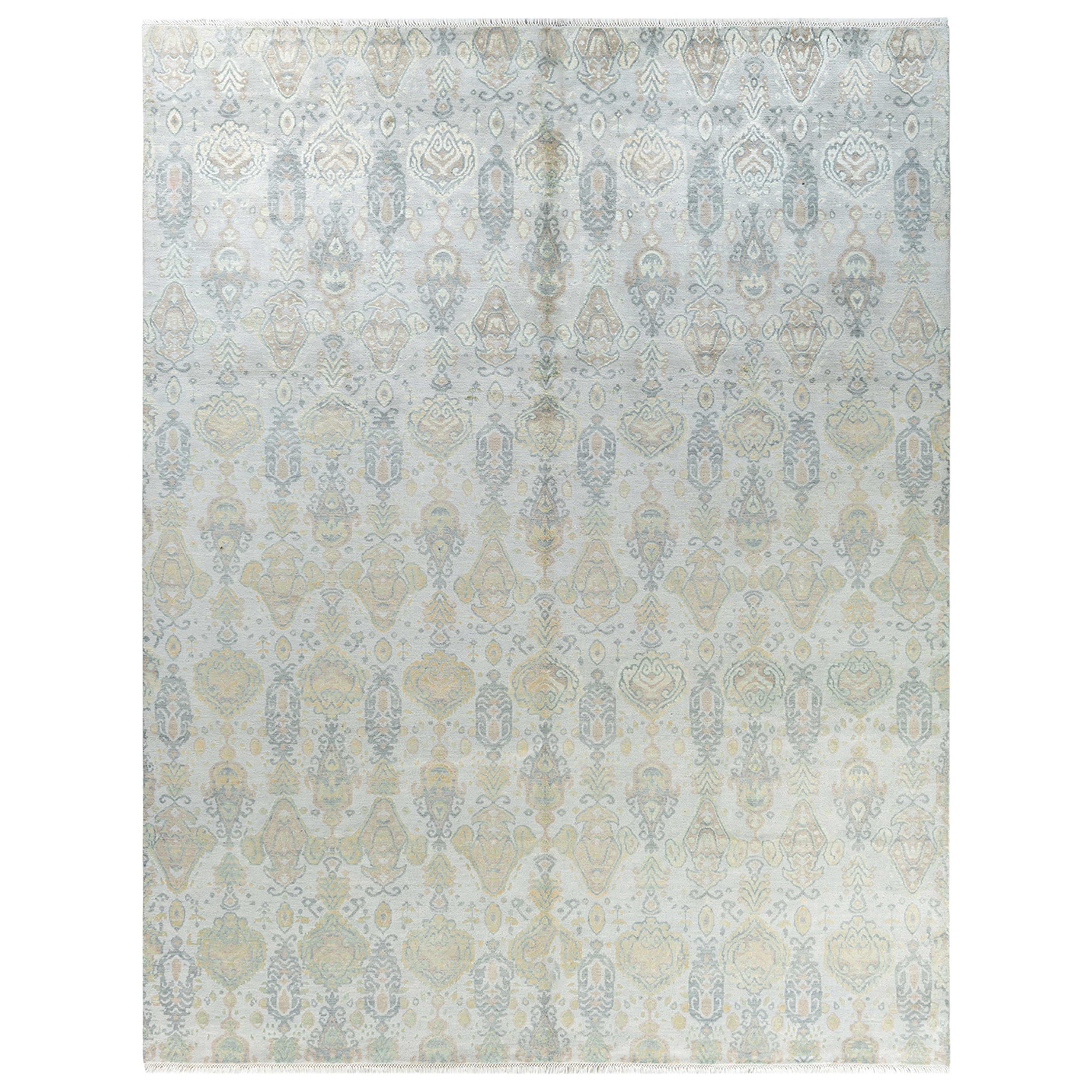 Grey Traditional Wool Slik Blend Rug - 8'1" x 10 4"