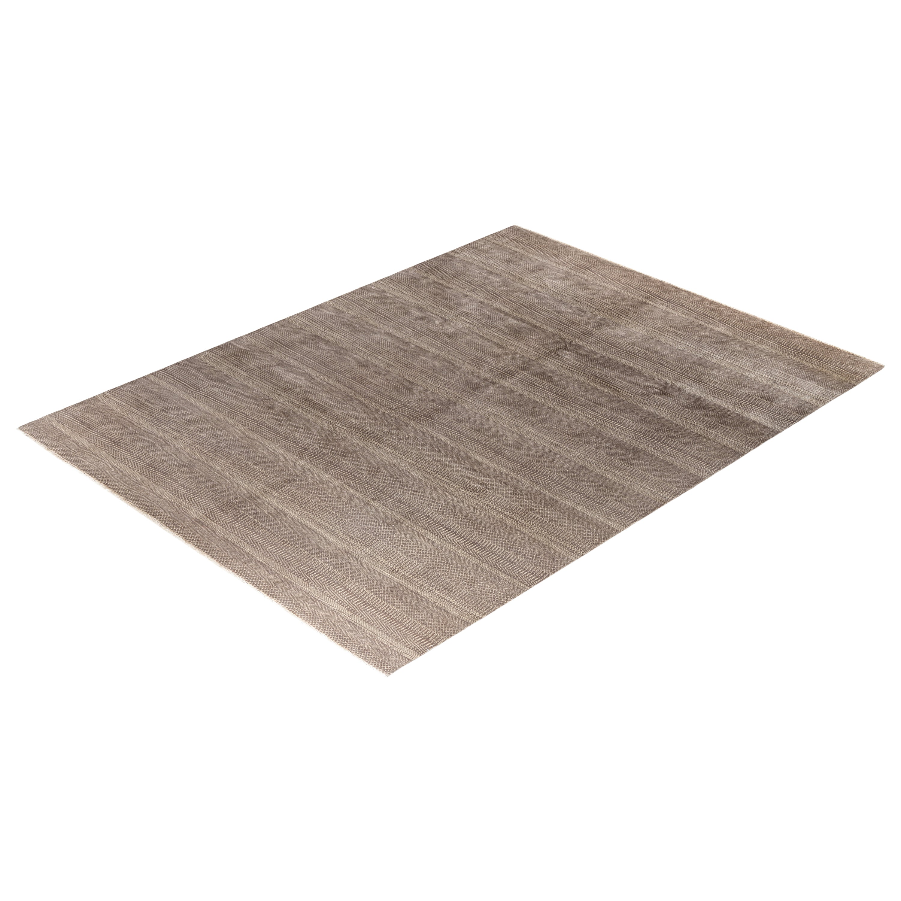 Brown Solid Wool Rug - 9'2" x 12'1"