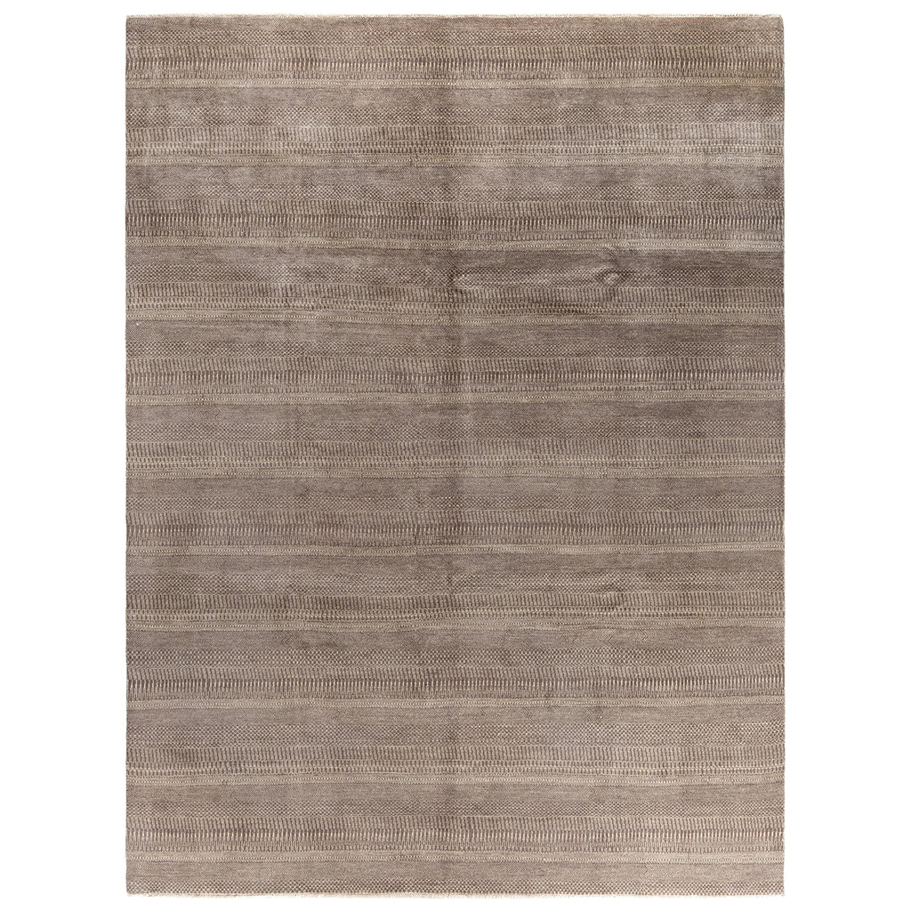 Brown Solid Wool Rug - 9'2" x 12'1"