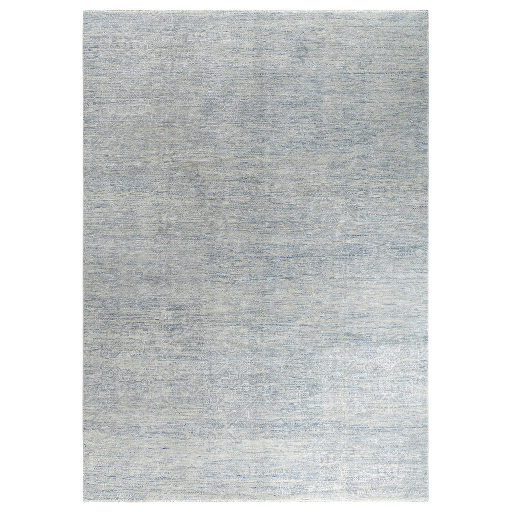 Grey Solid Wool Slik Blend Rug - 9' x 12'4"