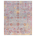 Grey Traditional Wool Silk Blend Rug - 8'1" x 10'1"