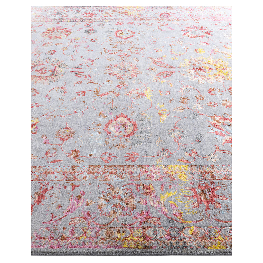 Pink Traditional Wool Slik Blend Rug - 8'2" x 10'1"