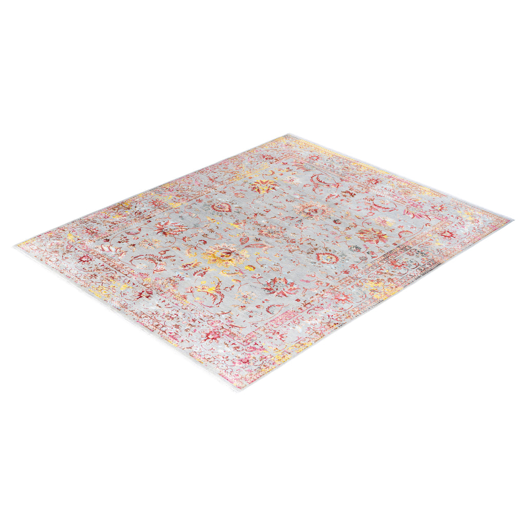 Pink Traditional Wool Slik Blend Rug - 8'2" x 10'1"