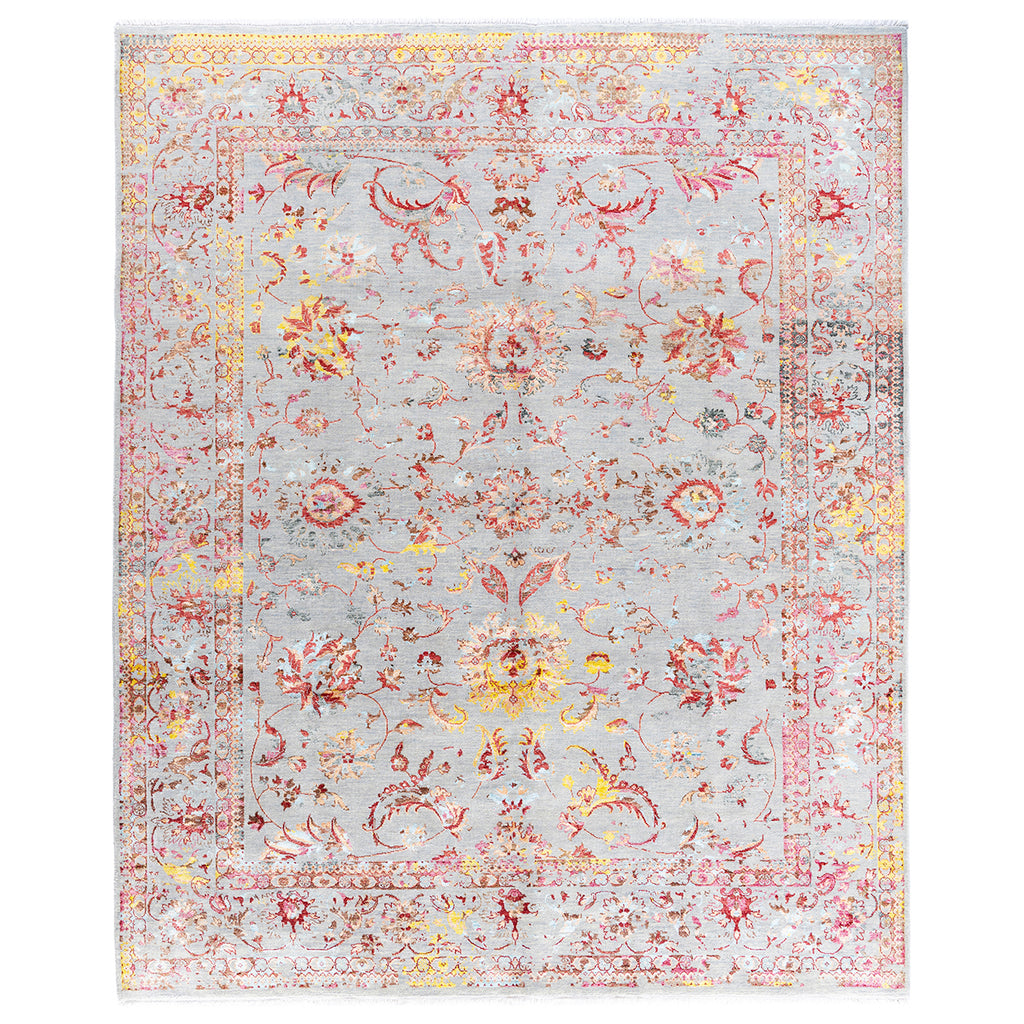 Pink Traditional Wool Slik Blend Rug - 8'2" x 10'1"