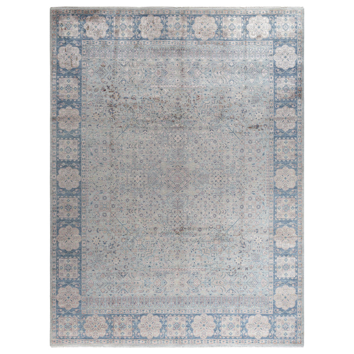 Sand Traditional Wool Silk Blend Rug - 9'2" x 12'2"