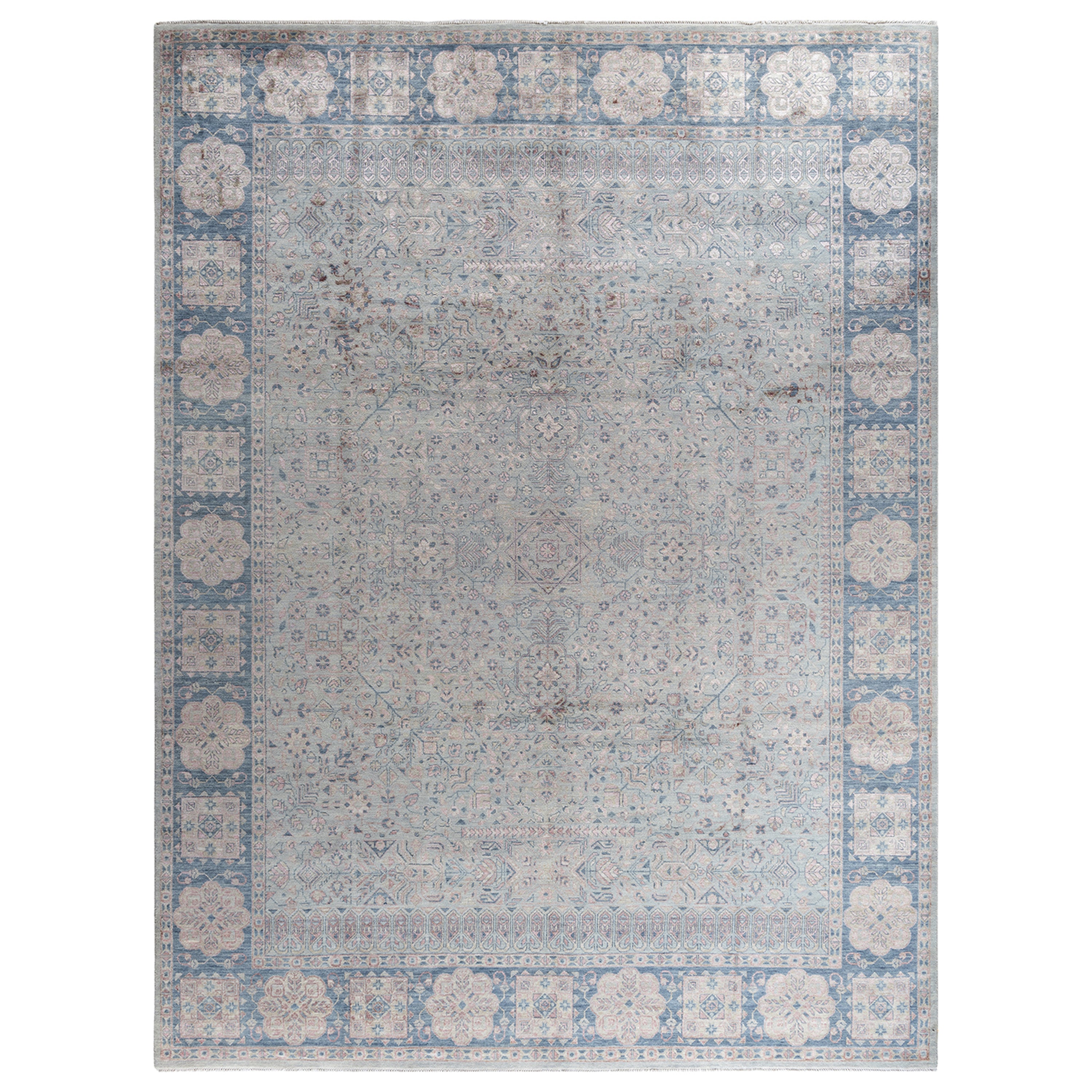 Grey Traditional Wool Slik Blend Rug - 9'2" x 12'2"