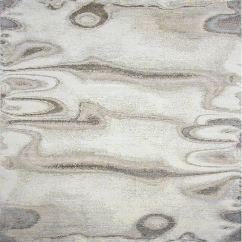 Ivory Contemporary Silk Wool Blend Rug - 8'11" x 12'2"