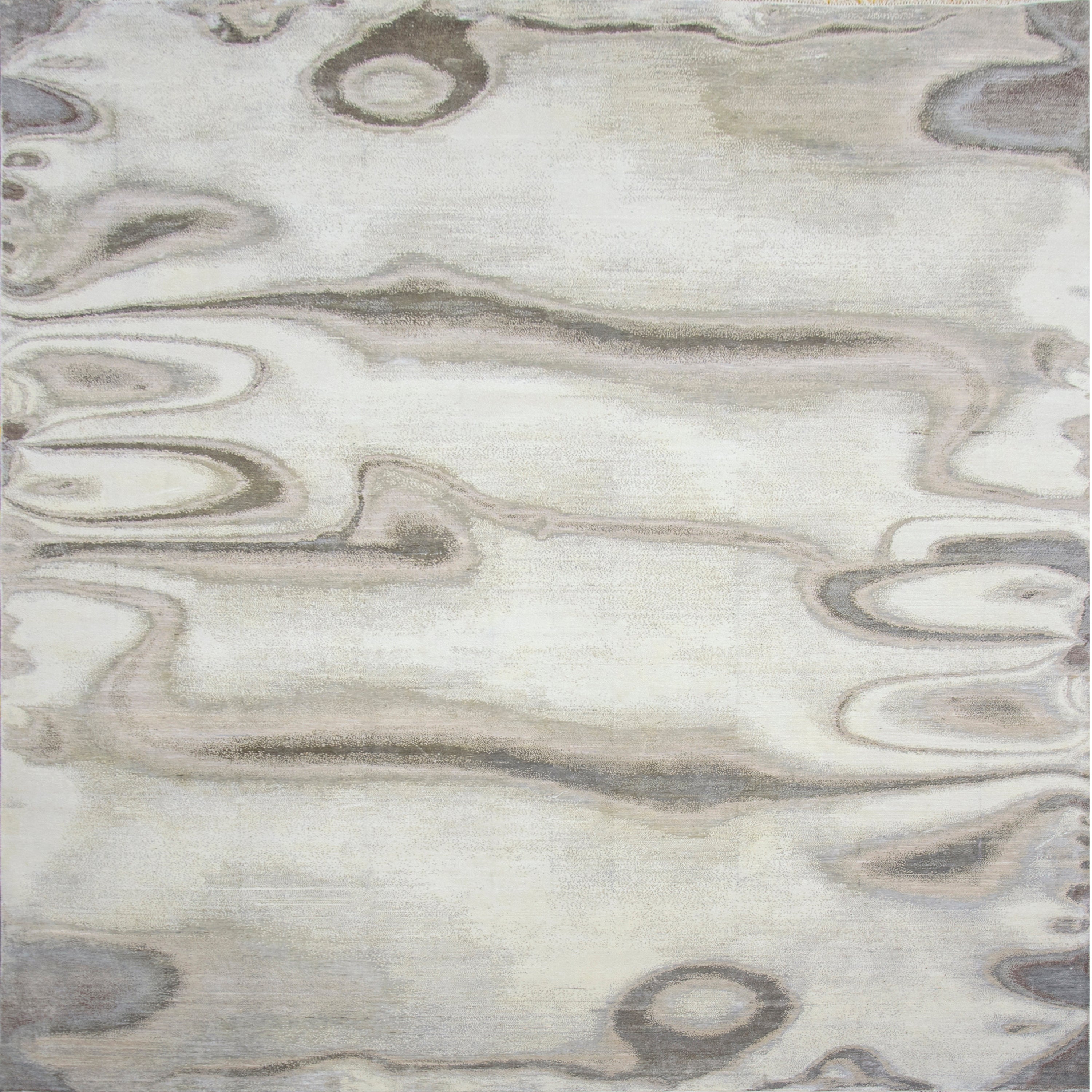 Ivory Contemporary Silk Wool Blend Rug - 8'11" x 12'2"