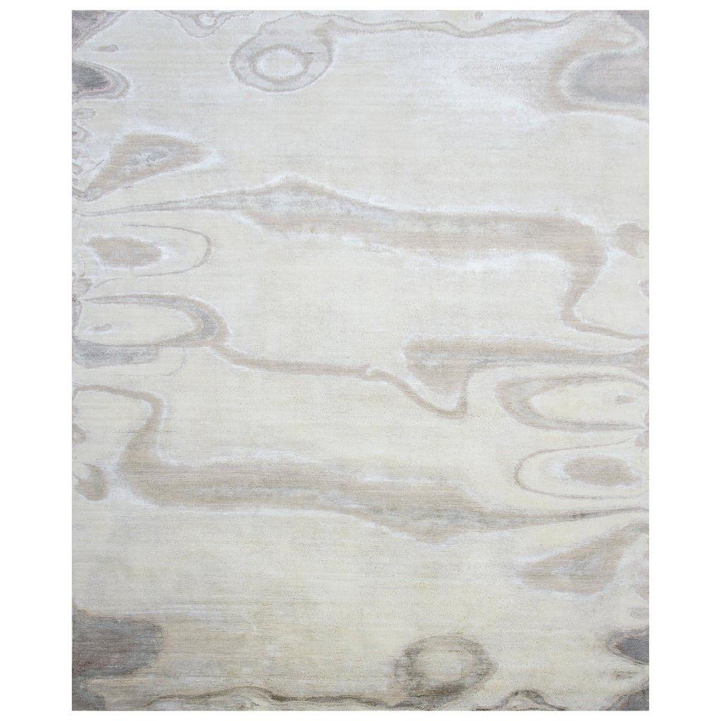 Ivory Contemporary Silk Wool Blend Rug - 8'11" x 12'2"