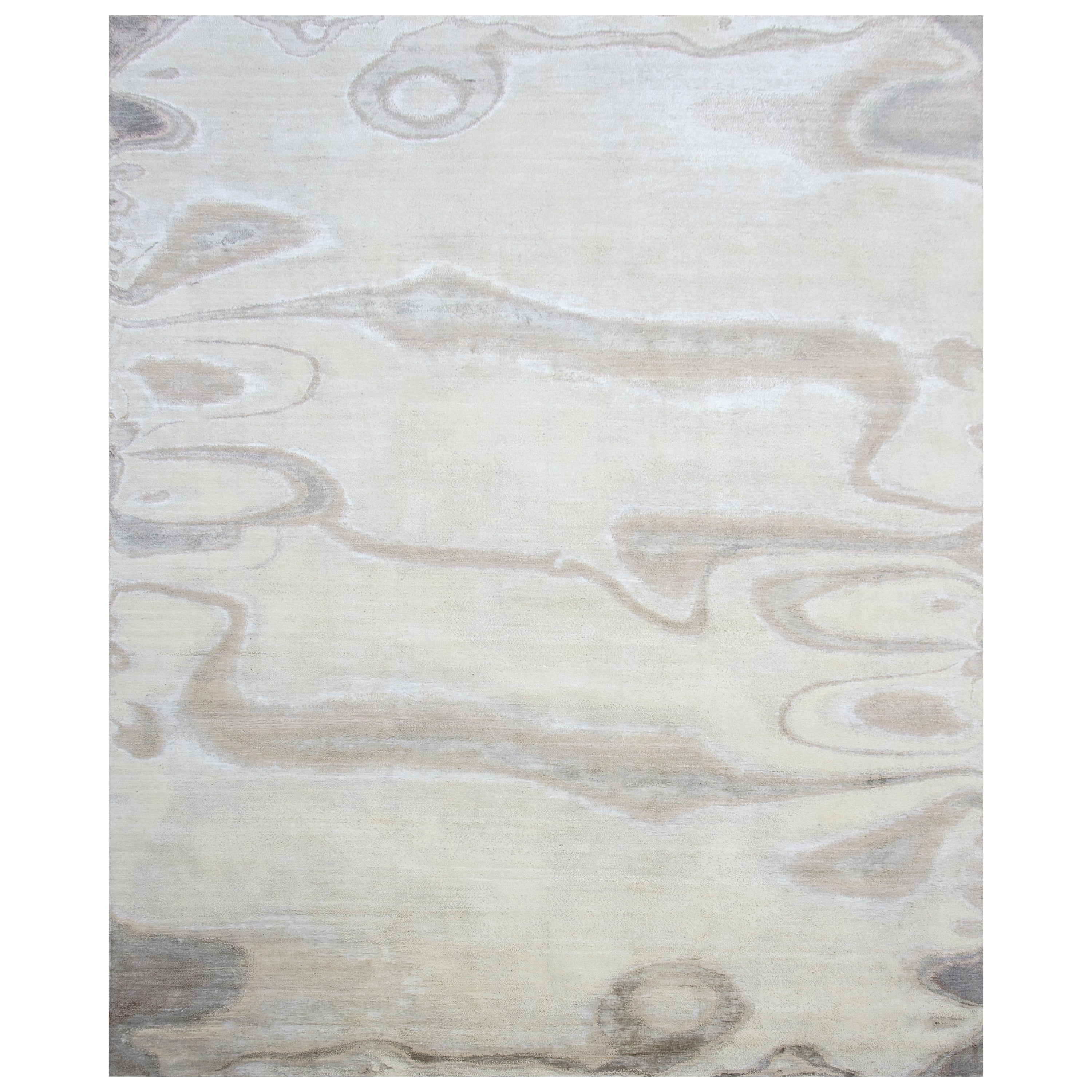 Ivory Contemporary Silk Wool Blend Rug - 8'11" x 12'2"