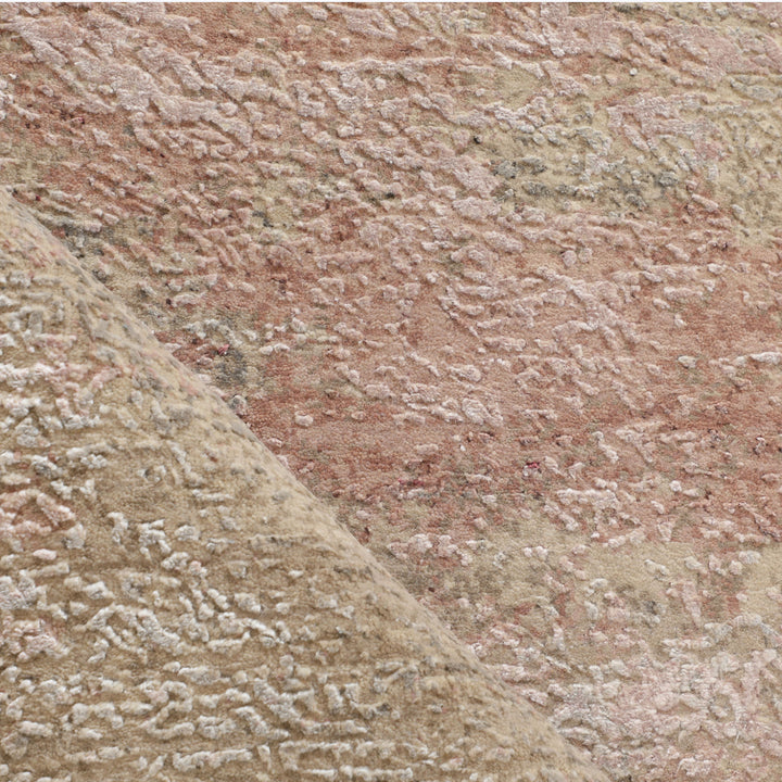 Beige & Pink Transitional Wool Silk Blend Rug - 9' x 12'2"
