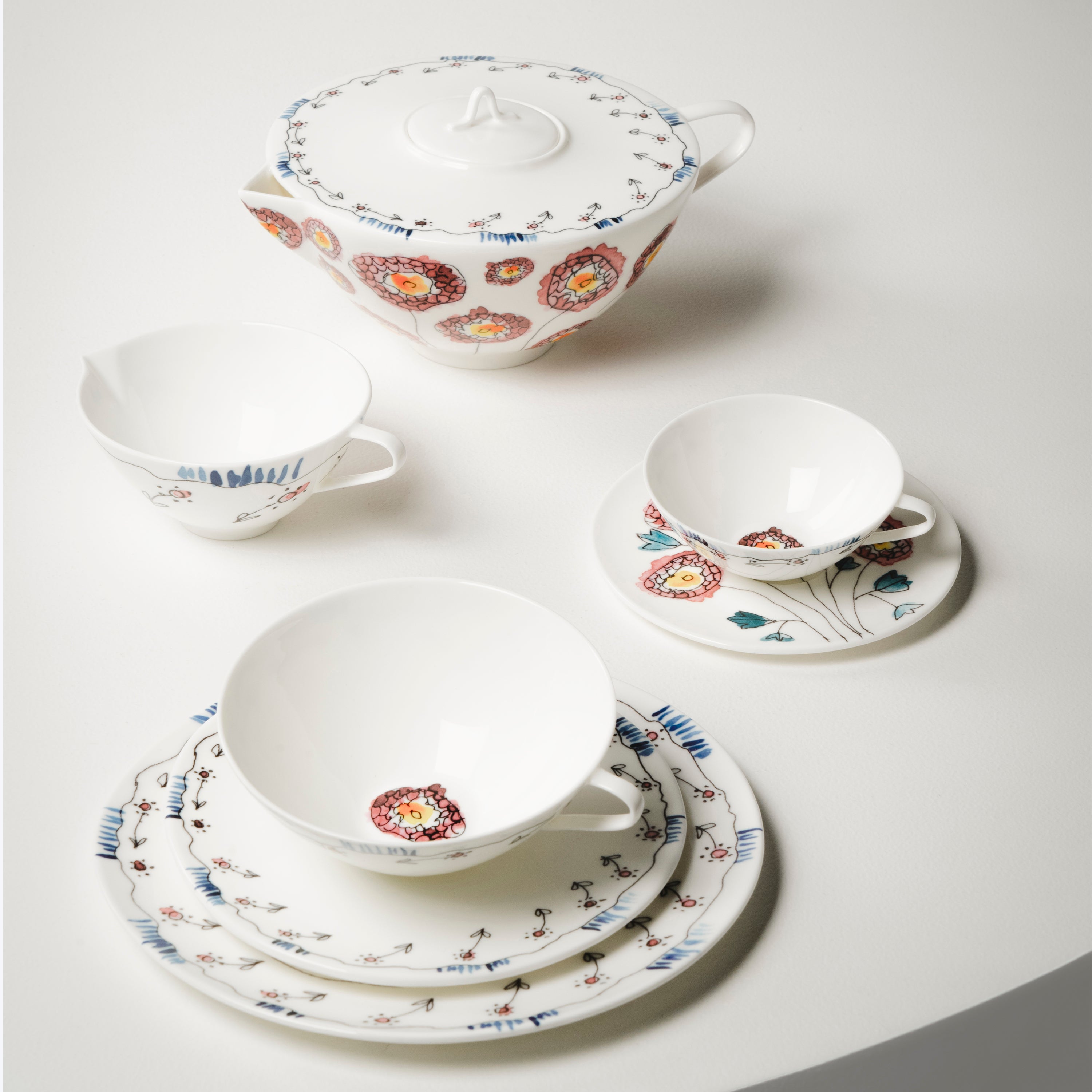 Midnight Flowers Tea Pot