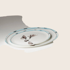 Midnight Flowers Large Oval Serving Plate Camelia Aubergine - hover