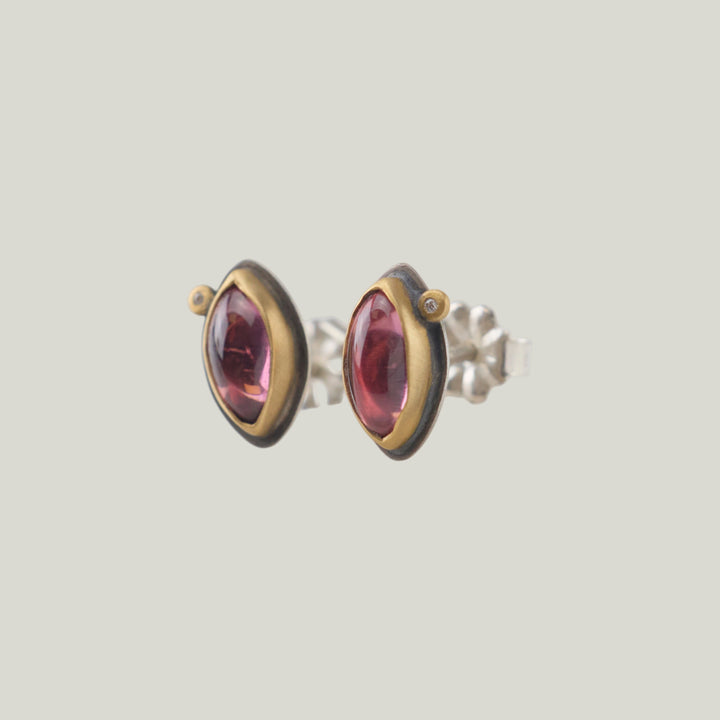 Marquise Pink Tourmaline Stud Earring