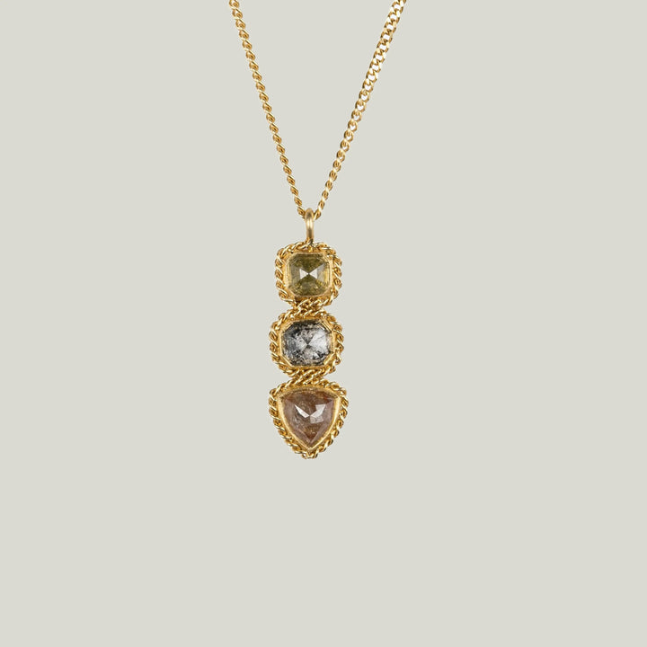 3 Multi Colored Diamond Necklace