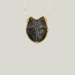 Obsidian And Tsavorite Wolf Necklace