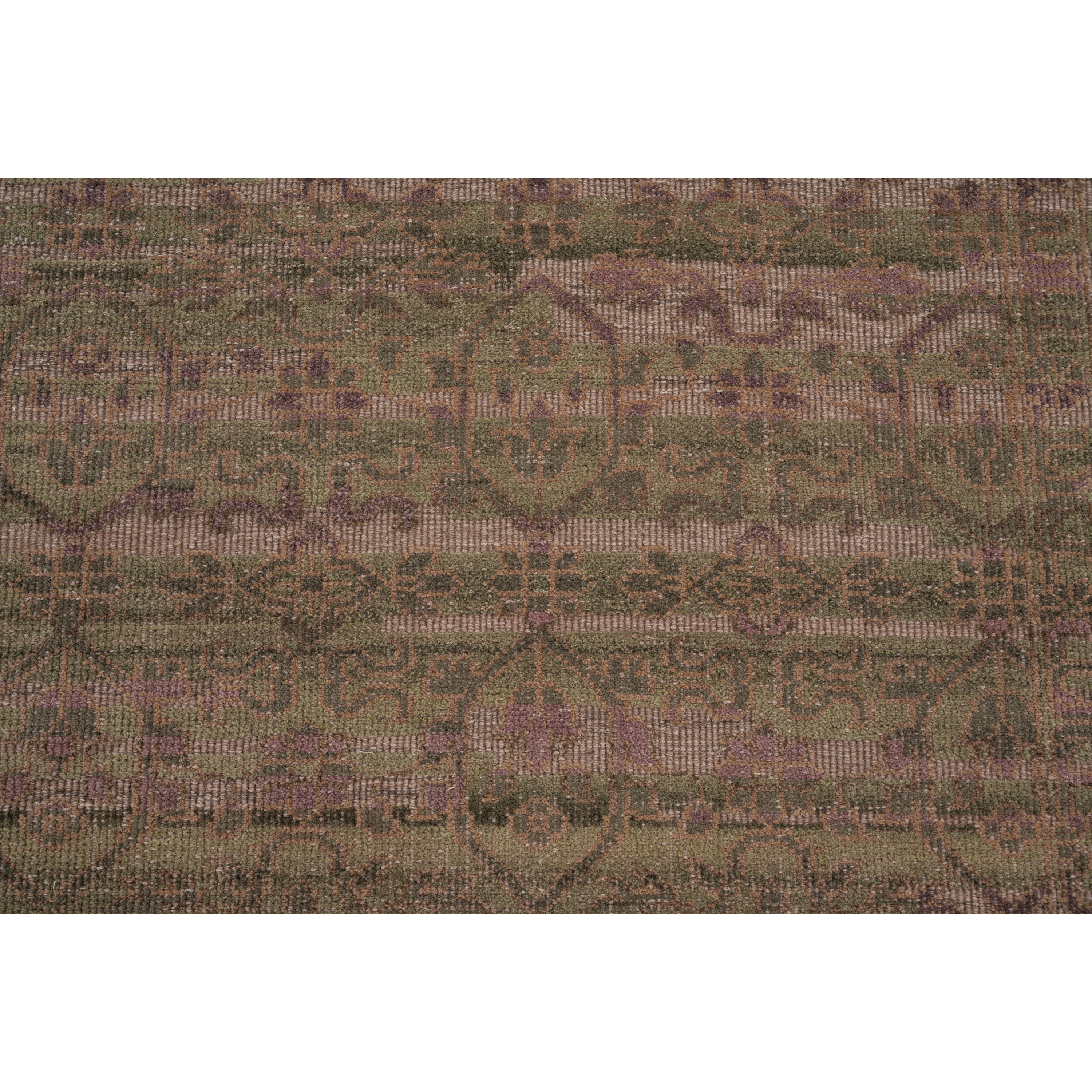 Pink Green Traditional Wool Rug - 8' x 10'