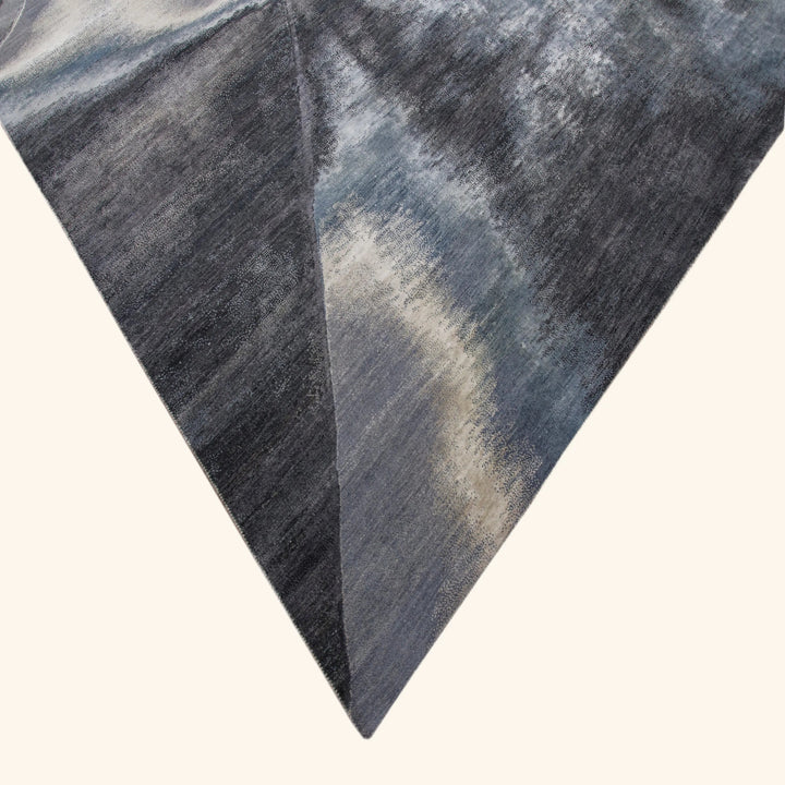 Blue Contemporary Silk Wool Blend Rug - 9' x 12'2"