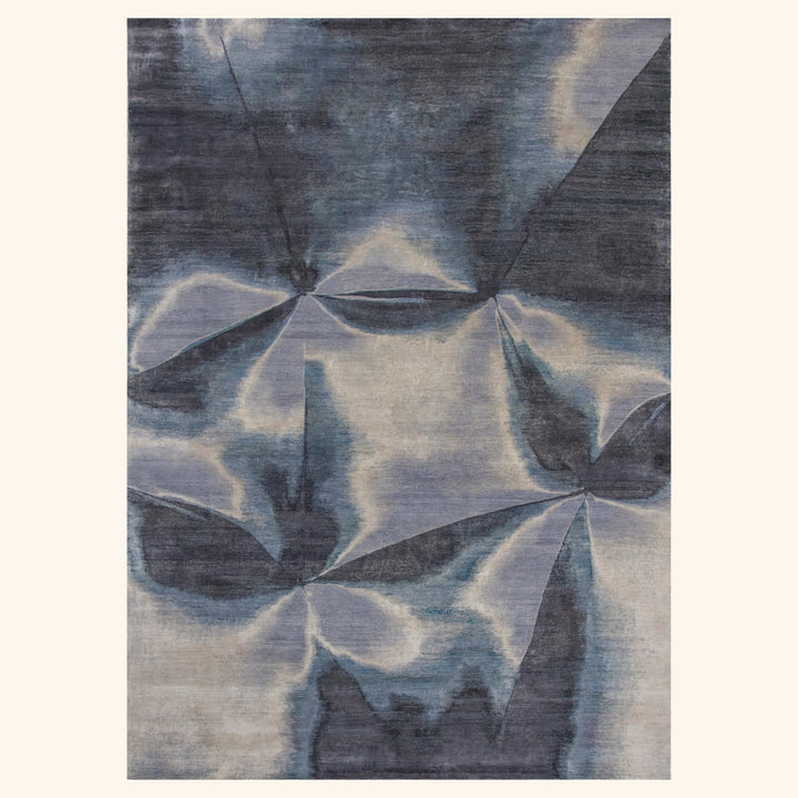 Blue Contemporary Silk Wool Blend Rug - 9' x 12'2"