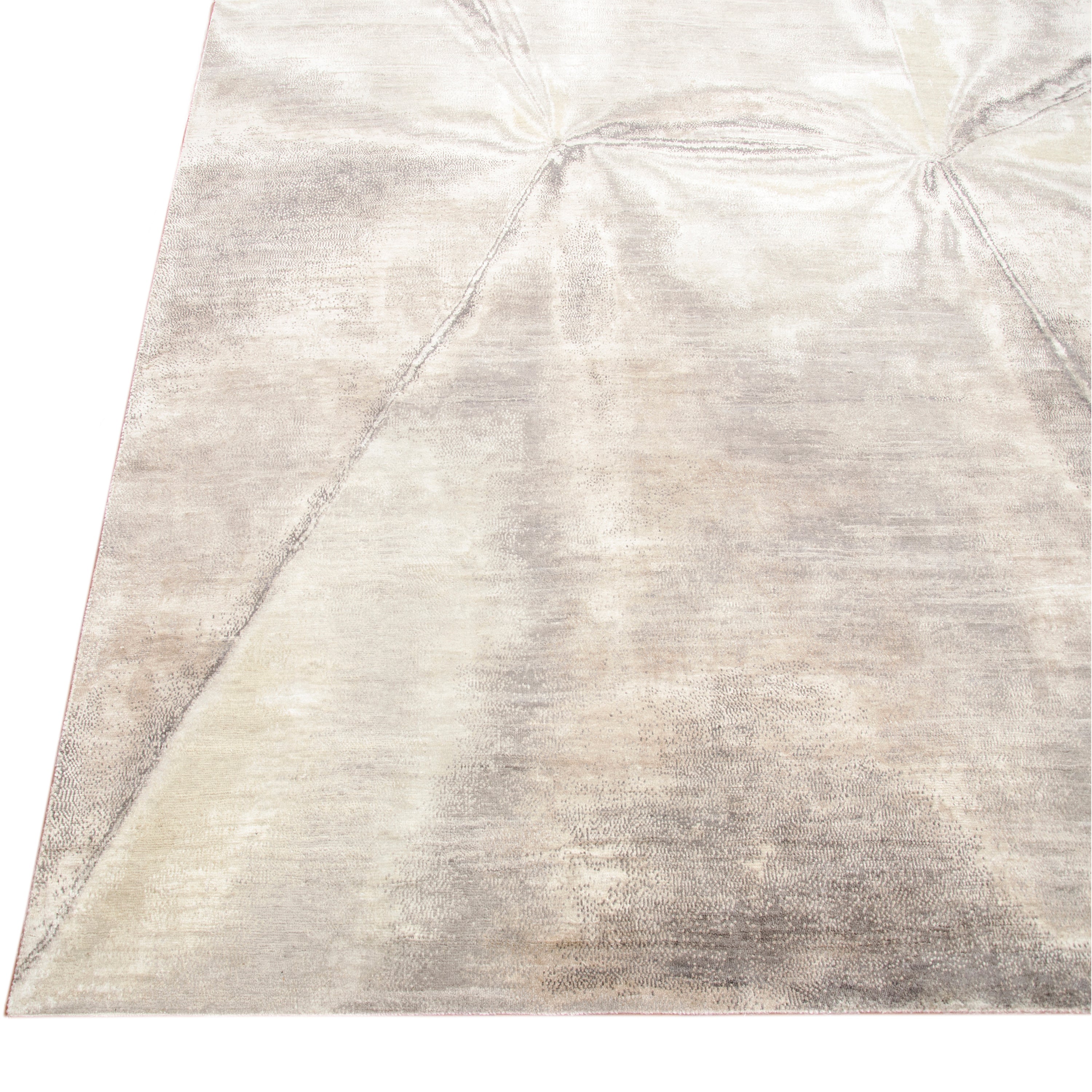 Silver Contemporary Silk Wool Blend Rug - 8'10" x 12'1"