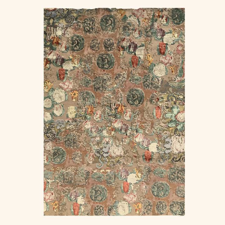 Multicolored Contemporary Wool Silk Blend Rug