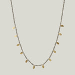 Pyrite and Gold Leaves Beaded Necklace