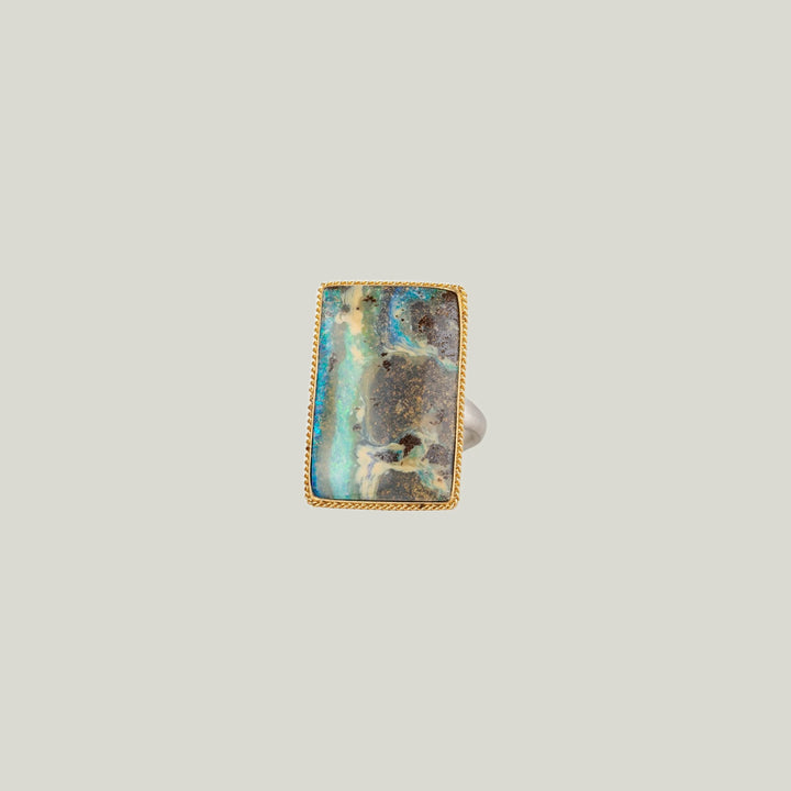 Boulder Opal Mixed Metal Ring