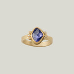 Rosecut Blue Sapphire and Diamond Ring