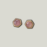 Rosecut Hexagon Pink Sapphire Stud Earring