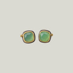 Rosecut Square Chrysoprase Stud Earring