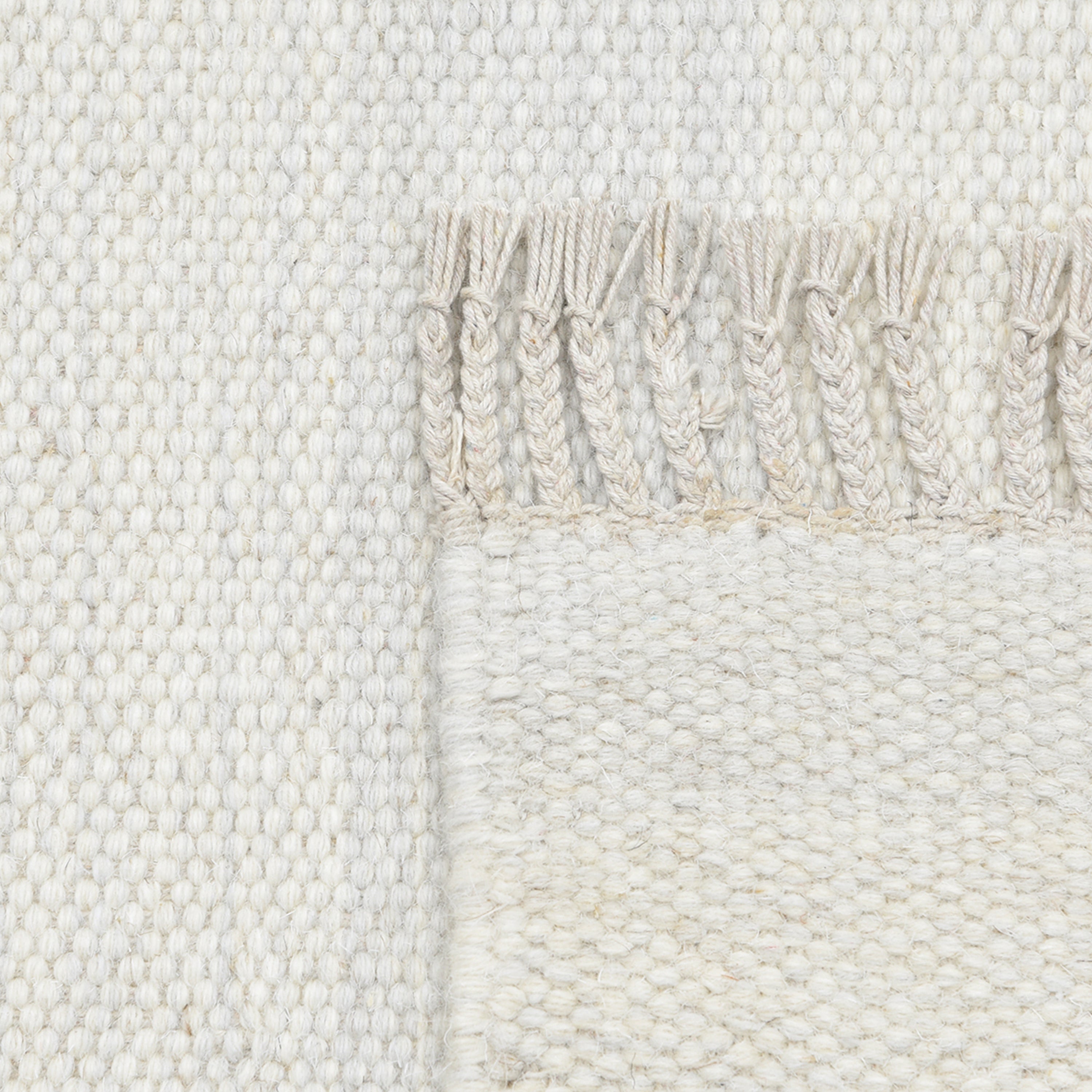 Ivory Flatweave Wool Cotton Blend Rug
