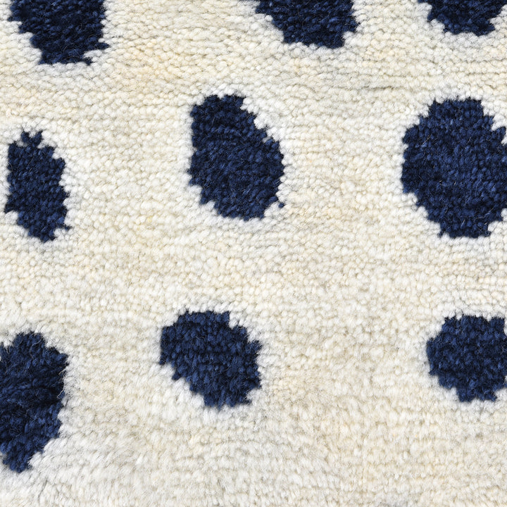 Ivory & Blue Contemporary Wool Cotton Blend Rug - 8' x 10'