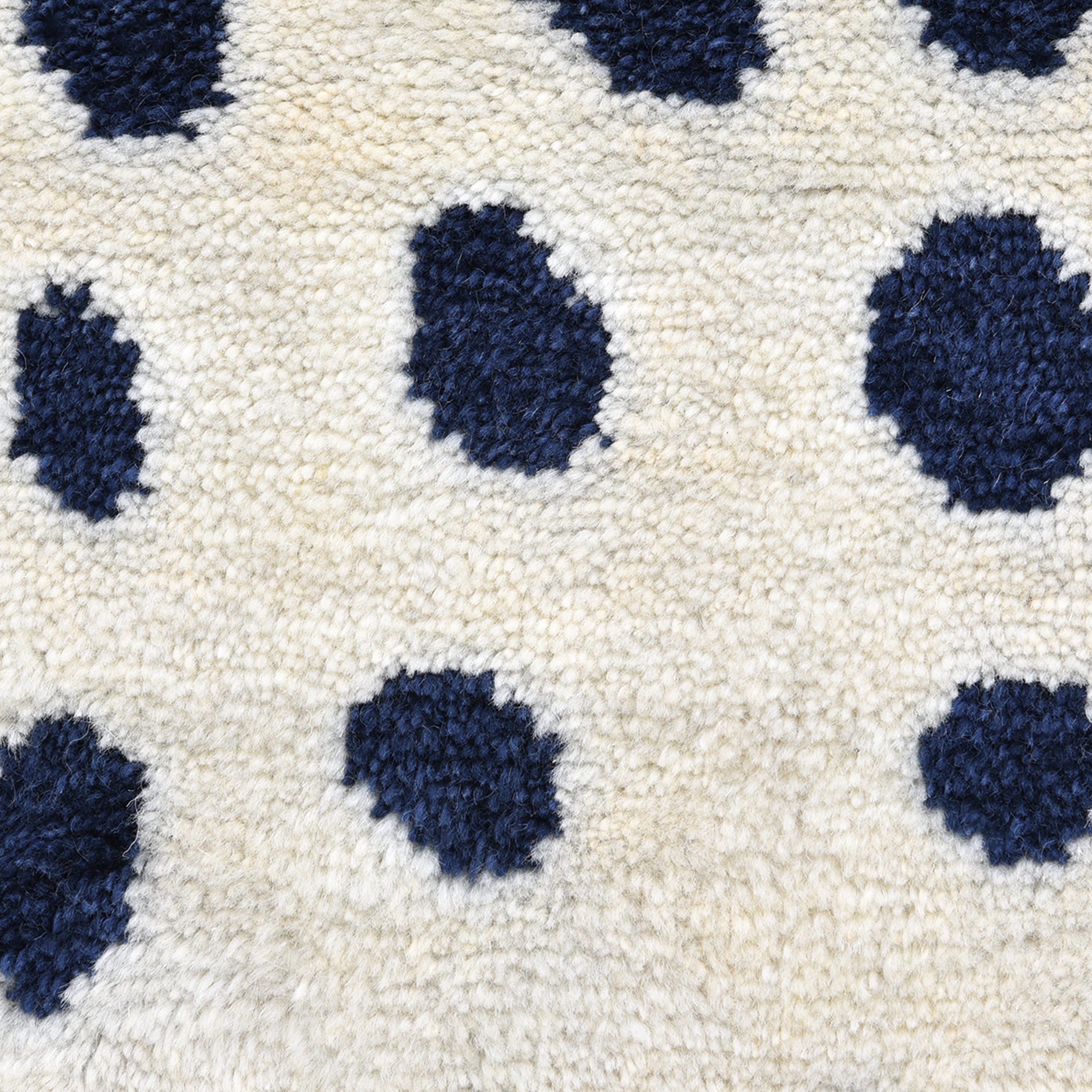 Ivory and Blue Contemporary Wool Cotton Blend Rug - 8' x 10'