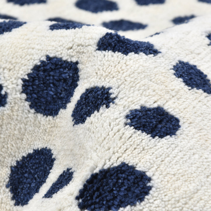 Ivory & Blue Contemporary Wool Cotton Blend Rug - 8' x 10'