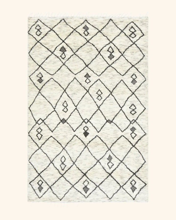 Ivory Moroccan Wool Cotton Blend Rug