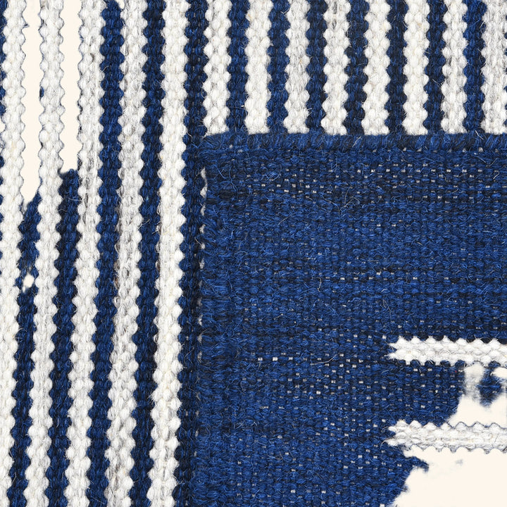 Navy Flatweave Wool Cotton Blend Rug