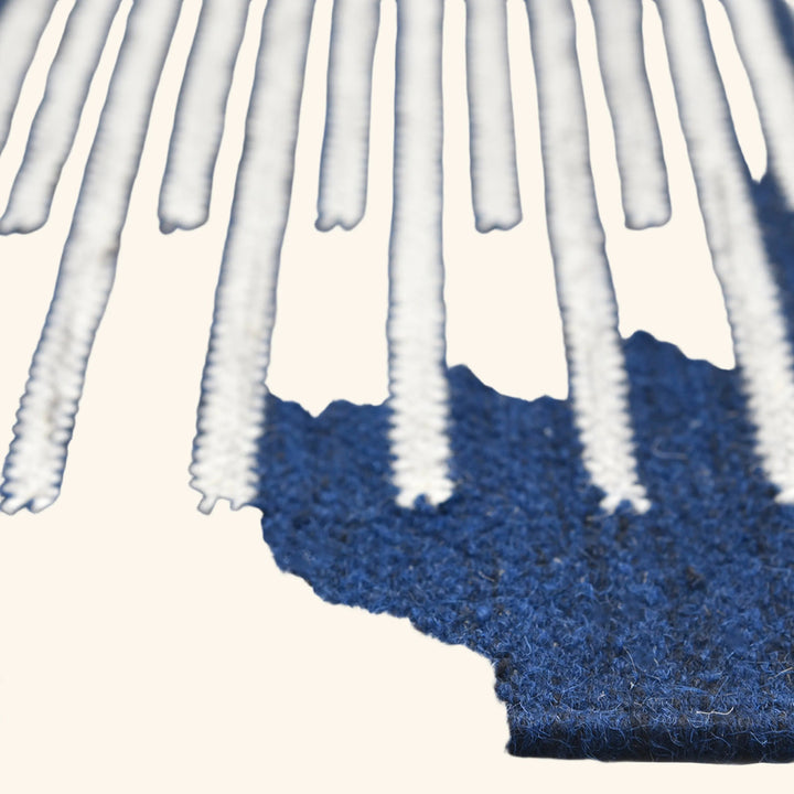 Navy Flatweave Wool Cotton Blend Rug