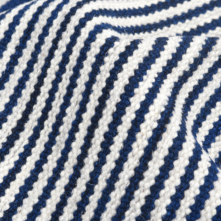 Navy Flatweave Wool Cotton Blend Rug