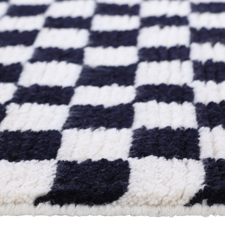 Black & White Contemporary Wool Cotton Blend Rug