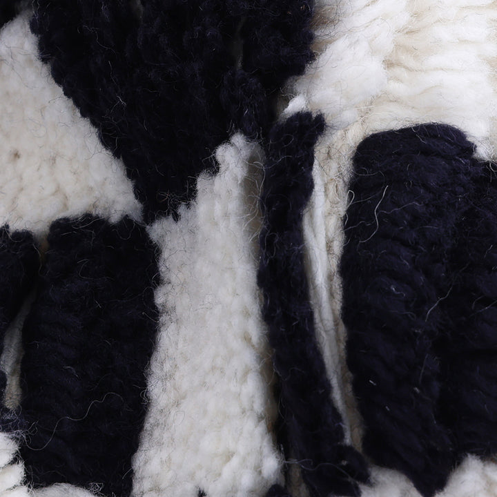 Black & White Contemporary Wool Cotton Blend Rug