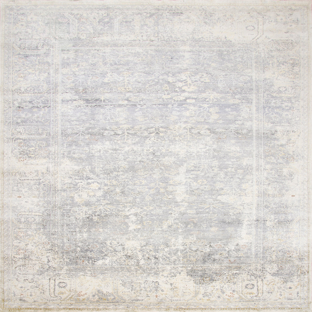 Grey Traditional Silk Rug - 9' x 12'1"