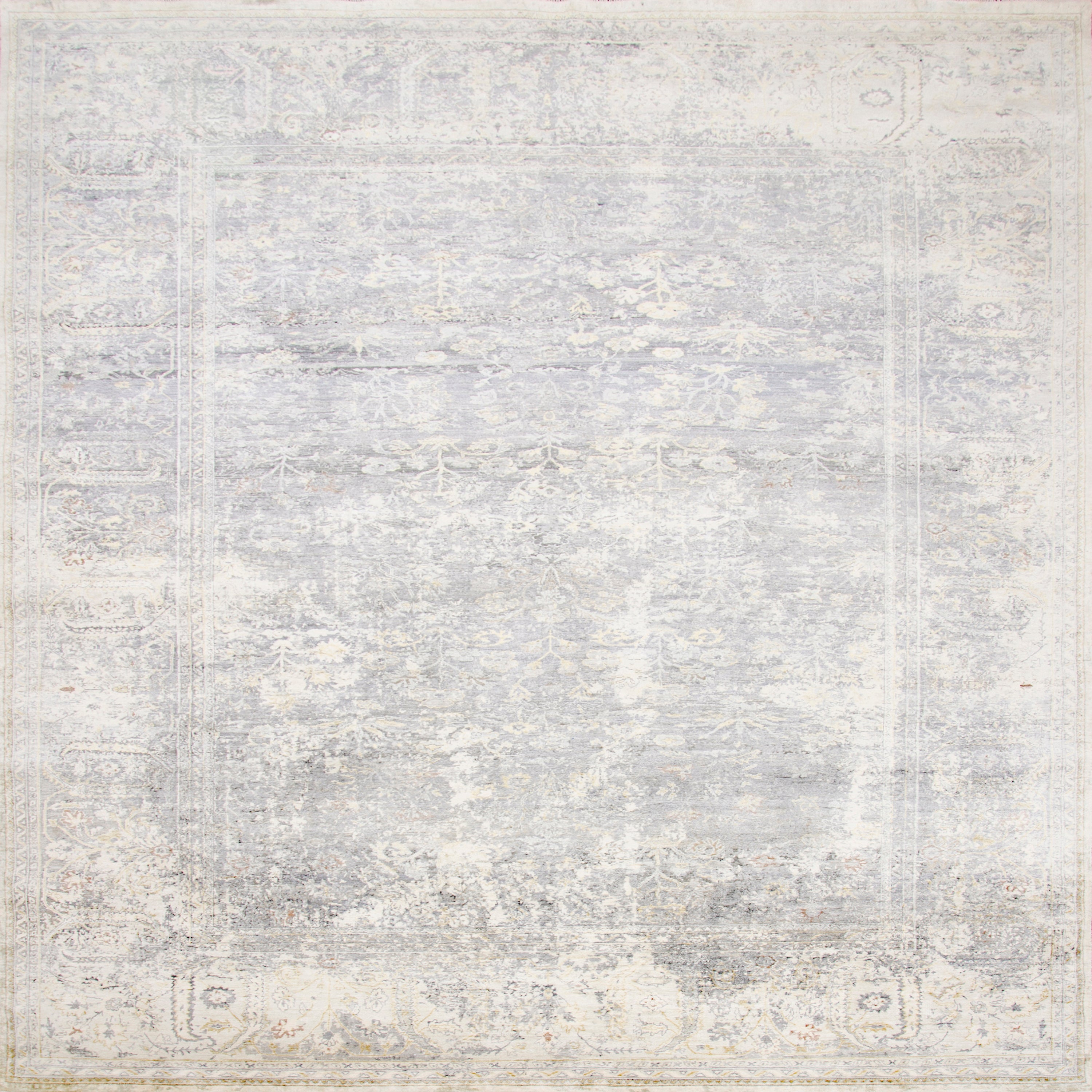 Grey Traditional Silk Rug - 9' x 12'1"