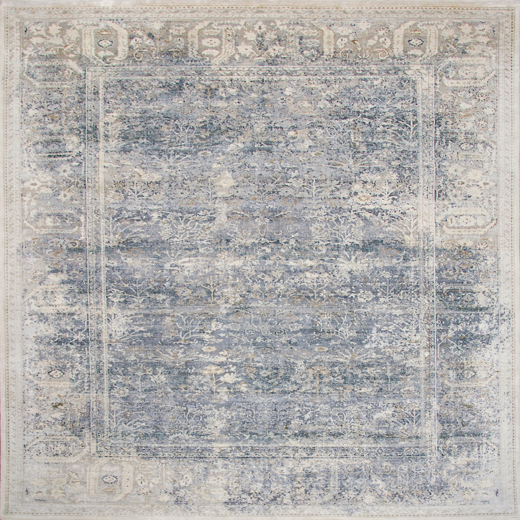 Grey Traditional Silk Rug - 9'1" x 12'