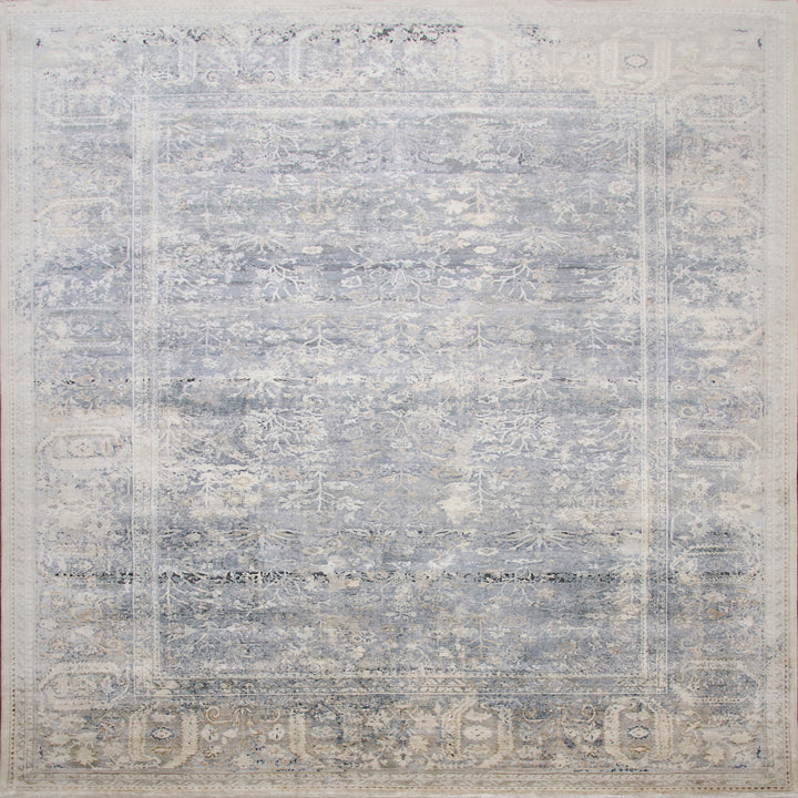 Grey Traditional Silk Rug - 9'1" x 12'