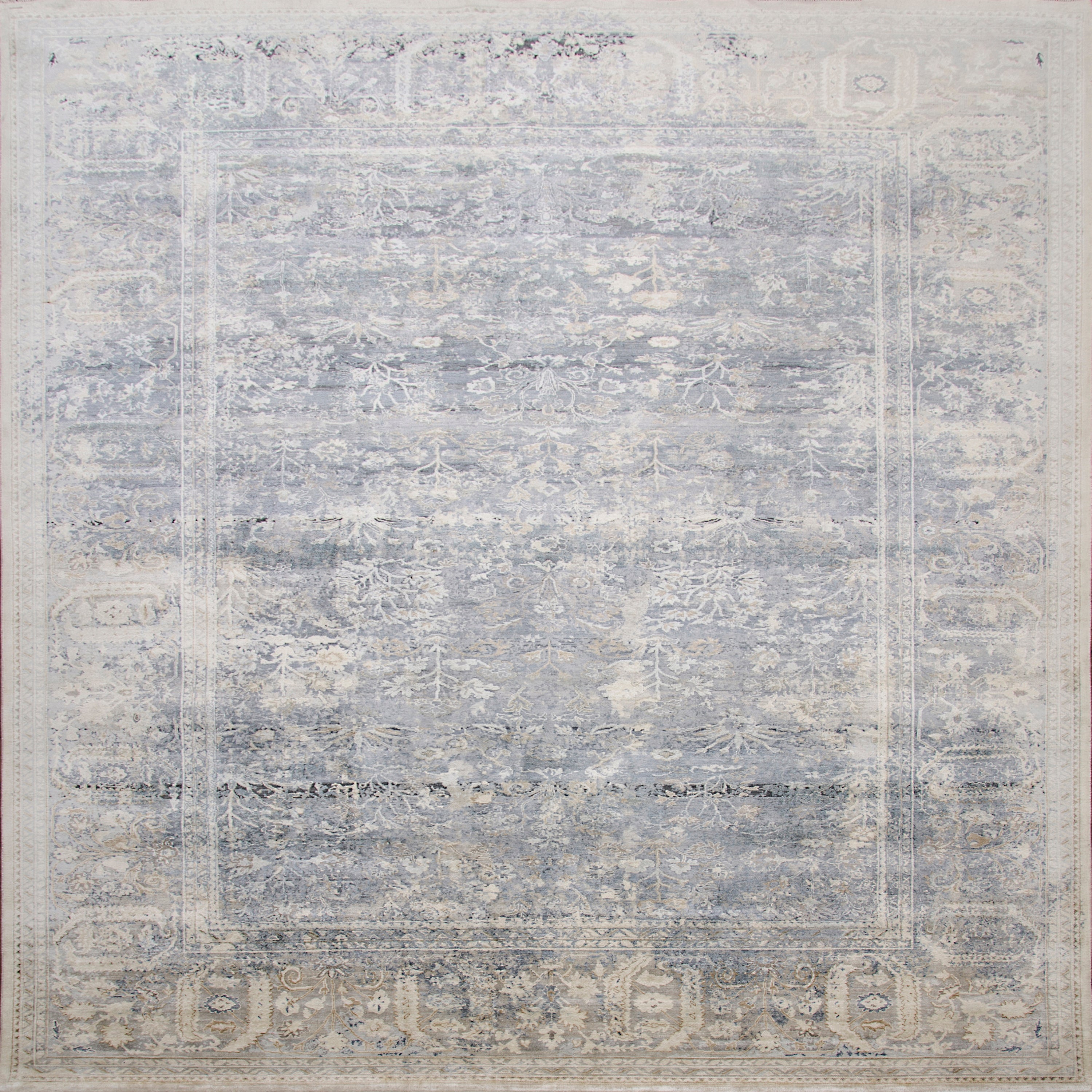 Grey Traditional Silk Rug - 9'1" x 12'