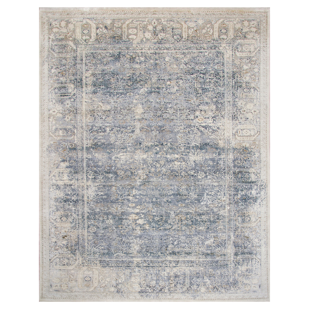 Grey Traditional Silk Rug - 9'1" x 12'