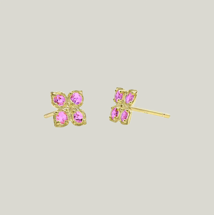 Floral Studs, Ruby