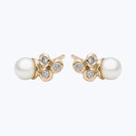 Sea Anemone Pearl White Akoya, Diamonds Studs