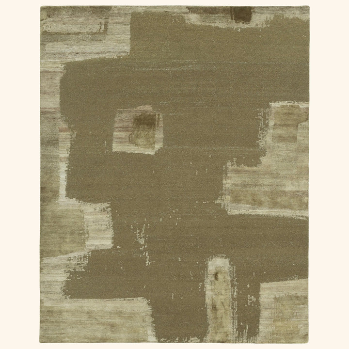 Brown Contemporary Wool Rug - 8' x 10'