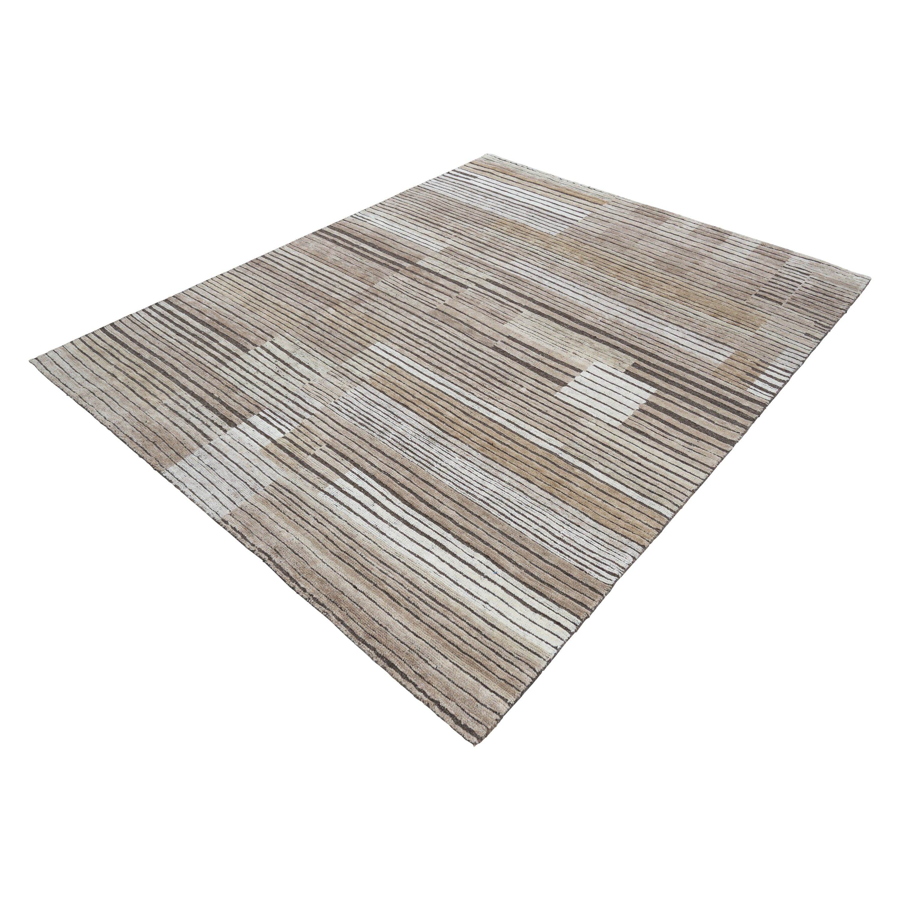 Brown Contemporary Wool Rug - 8' x 10'